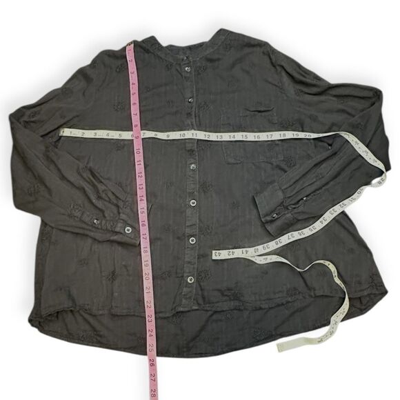 PILCRO by ANTHROPOLOGIE Women’s Black Embroidered Whitney Trapeze Button-Down Bl - Picture 8 of 8